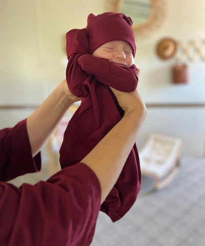 Merlot Robe & Baby Gown & Hat Set