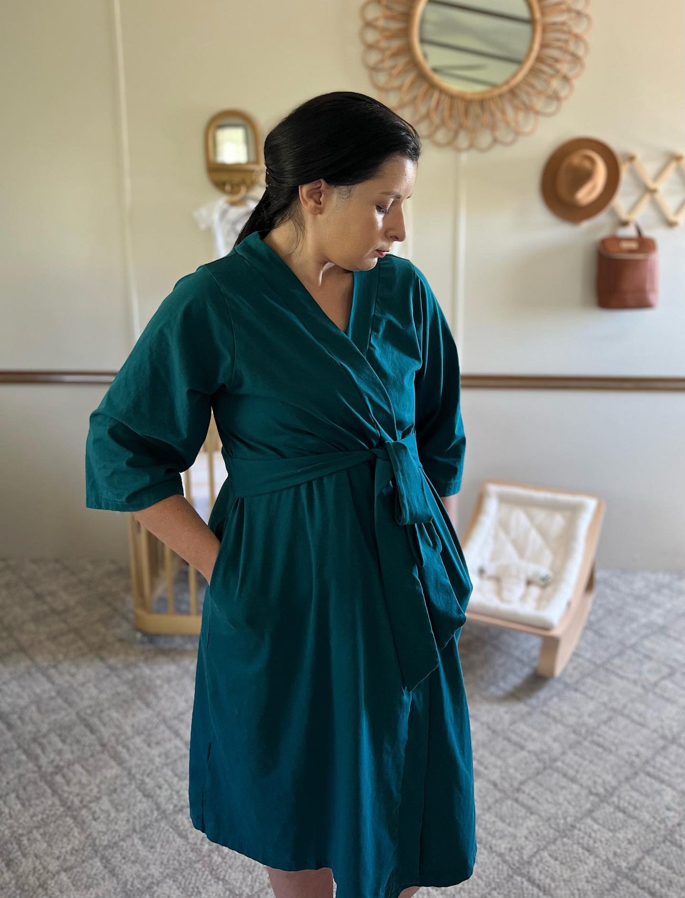 Teal Maternity Robe