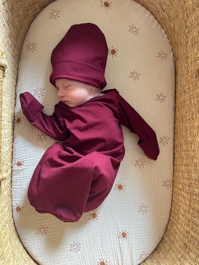 Merlot Robe & Baby Gown & Hat Set