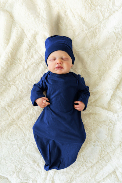 Navy Blue Baby Coming Home Outfit & Matching Newborn Hat Set