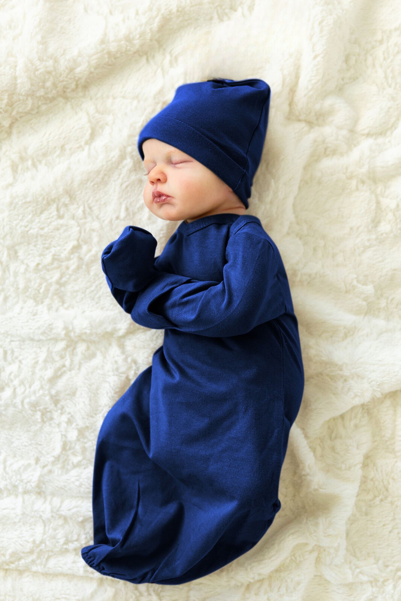 Navy Blue Baby Coming Home Outfit & Matching Newborn Hat Set