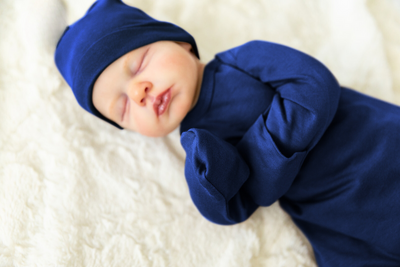 Navy Blue Baby Coming Home Outfit & Matching Newborn Hat Set