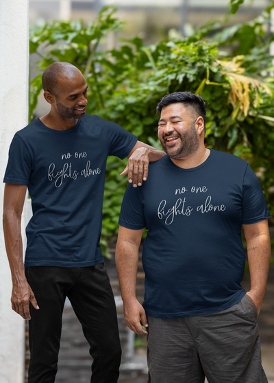 No One Fights Alone Matching Unisex T-Shirts Set in Navy Blue