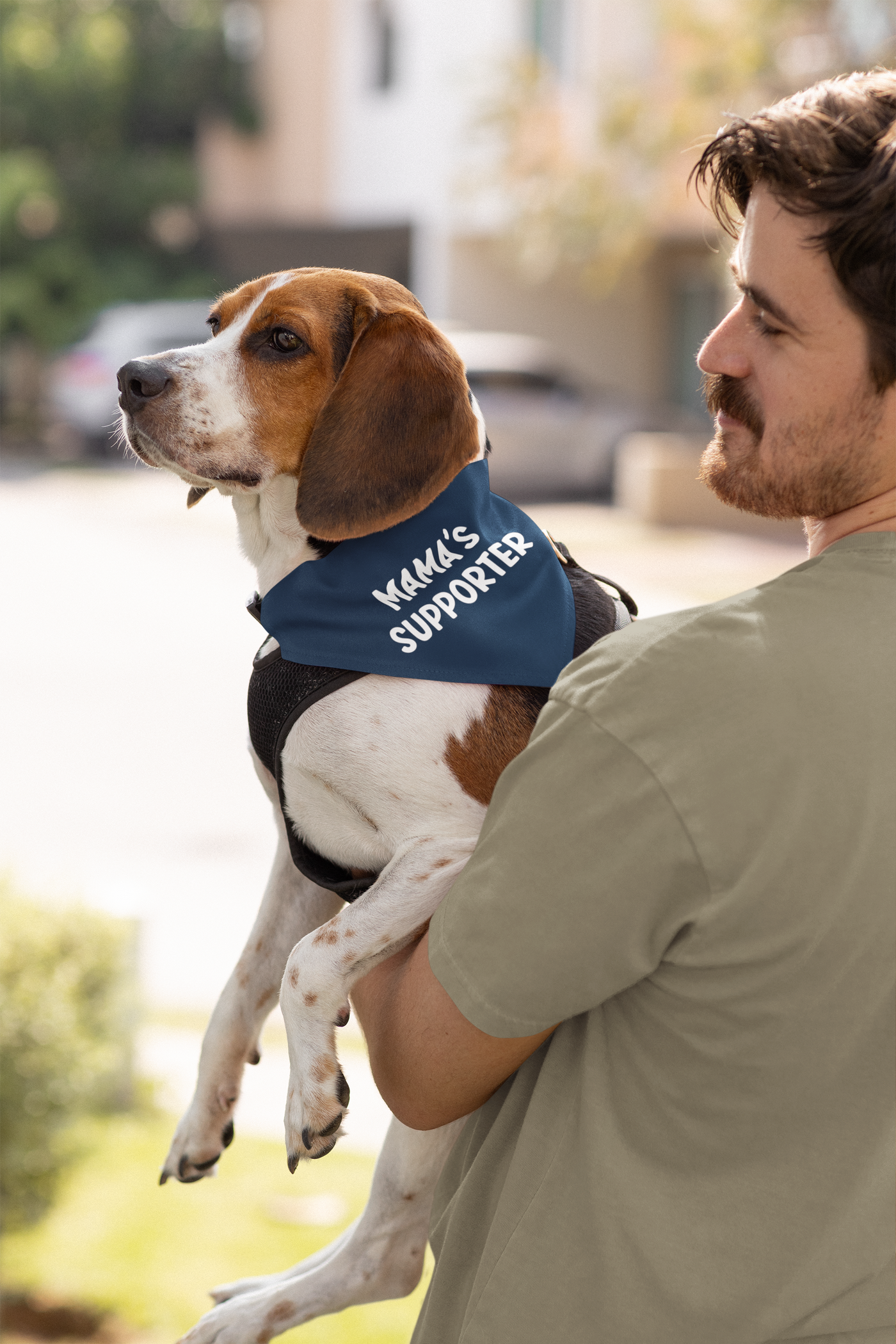 Navy Recovery Robe & Matching Mama's Supporter Pet Bandana Set