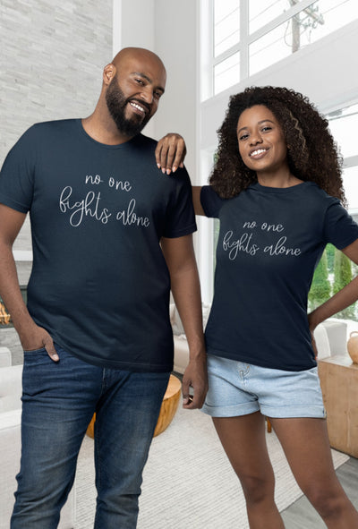 No One Fights Alone Matching Unisex T-Shirts Set in Navy Blue