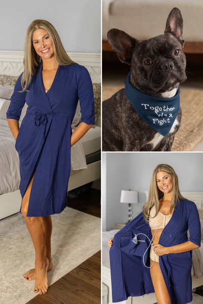 Navy Recovery Robe & Matching Together We Fight Pet Bandana Set